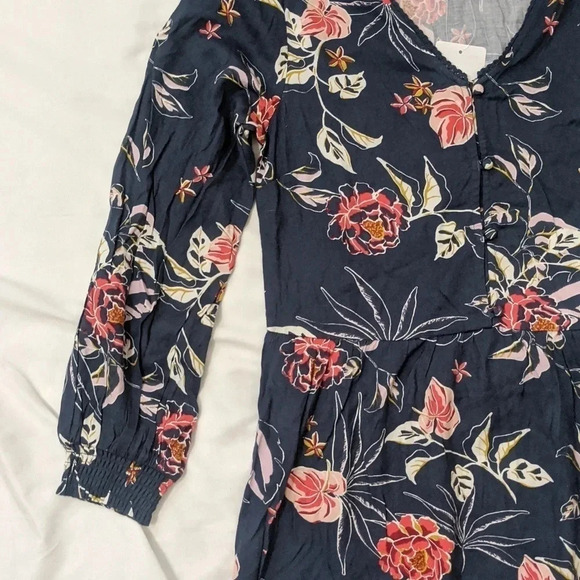 Roxy glowing energy long sleeve floral dress,color Blue, size S - Picture 10 of 15